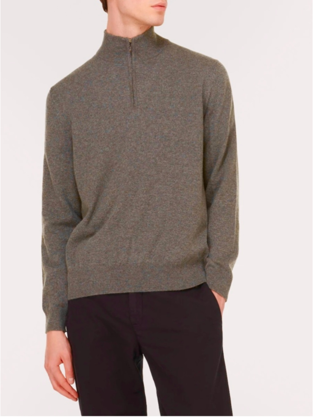 Loro Piana 100% Cashmere Mezzocollo Half Zip Sweater in Brown Size 52